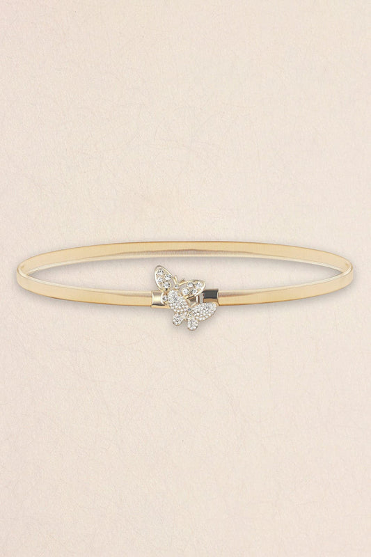 Rhinestone Butterfly Elastic Metal Belt - Body By J'ne