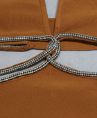 Rhinestone Halter Neck Cutout Slit Midi Dress - Body By J'ne