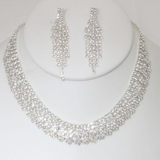 Rhinestone Necklace Earring Set - Body By J'ne