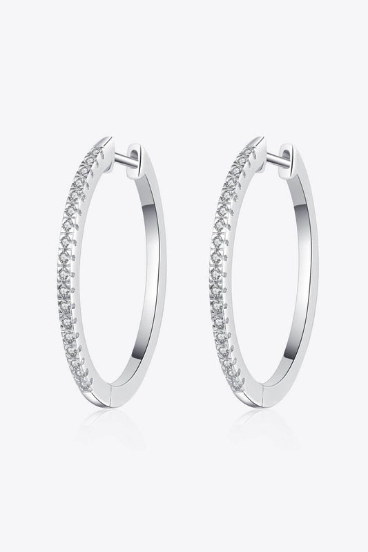 Rhodium-Plated Moissanite Hoop Earrings - Body By J'ne