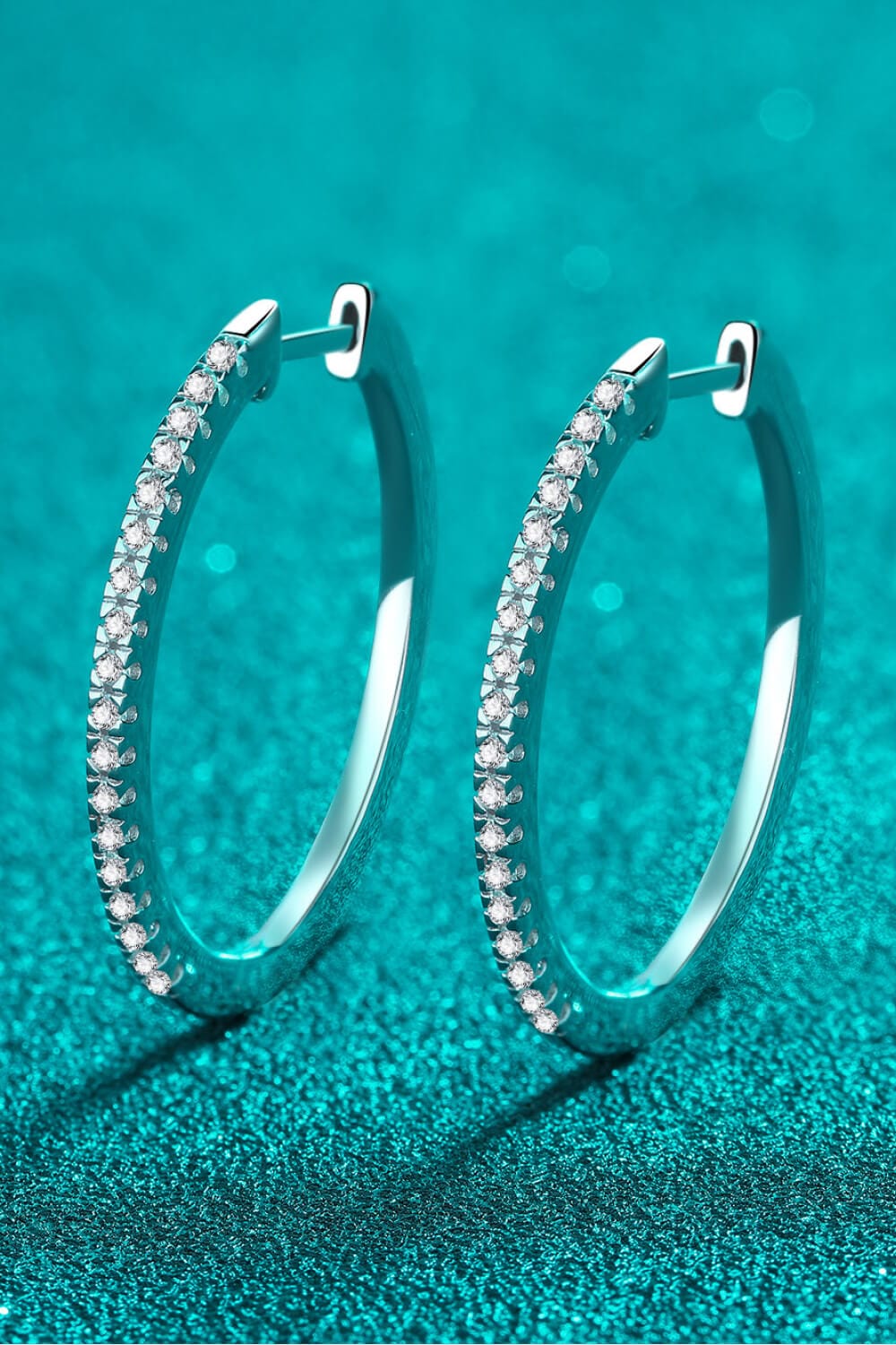 Rhodium-Plated Moissanite Hoop Earrings - Body By J'ne