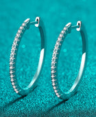 Rhodium-Plated Moissanite Hoop Earrings - Body By J'ne