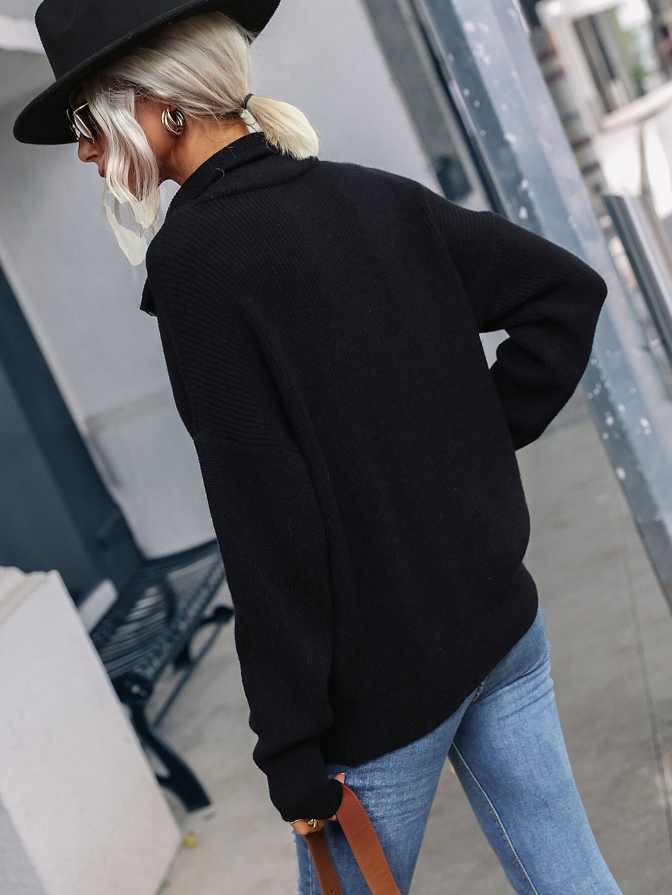 Rib-Knit Zip Up Collared Cardigan - Body By J'ne