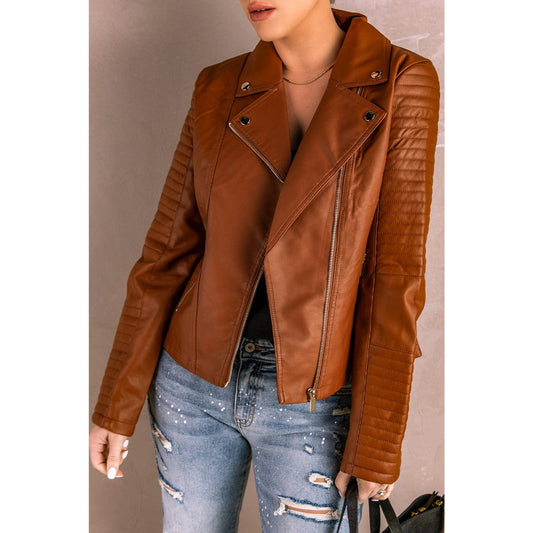 Ribbed Faux Leather Jacket - Body By J'ne