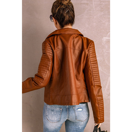 Ribbed Faux Leather Jacket - Body By J'ne