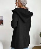 Ribbed Open Front Hooded Cardigan with Pockets - Body By J'ne