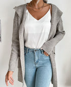 Ribbed Open Front Hooded Cardigan with Pockets - Body By J'ne