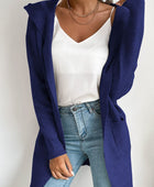 Ribbed Open Front Hooded Cardigan with Pockets - Body By J'ne