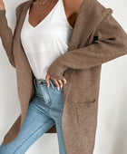 Ribbed Open Front Hooded Cardigan with Pockets - Body By J'ne