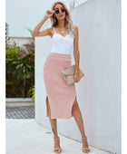 Ribbed Side Slit Midi Skirt - Body By J'ne