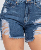 Ripped Five-pocket Mini Denim Shorts - Body By J'ne