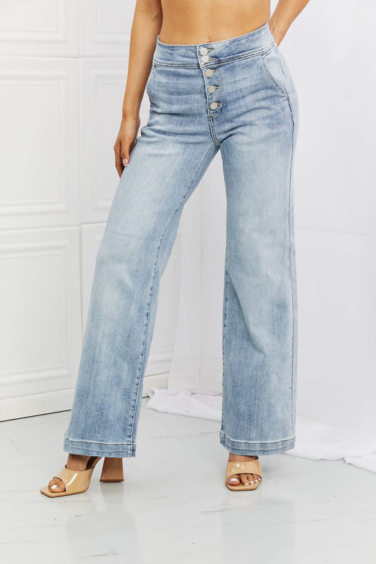 RISEN Full Size Luisa Wide Flare Jeans - Body By J'ne