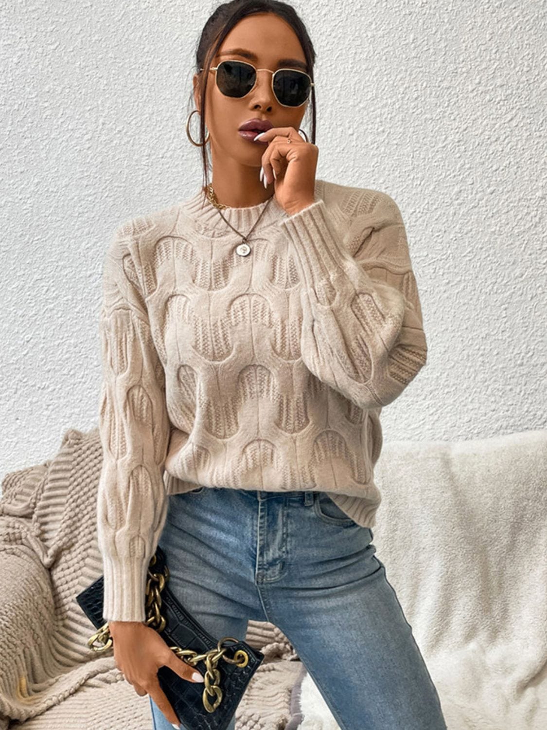 Round Neck Long Sleeve Sweater - Body By J'ne