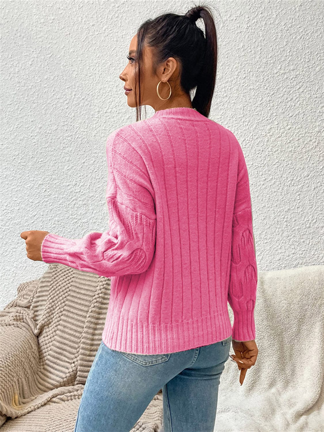 Round Neck Long Sleeve Sweater - Body By J'ne