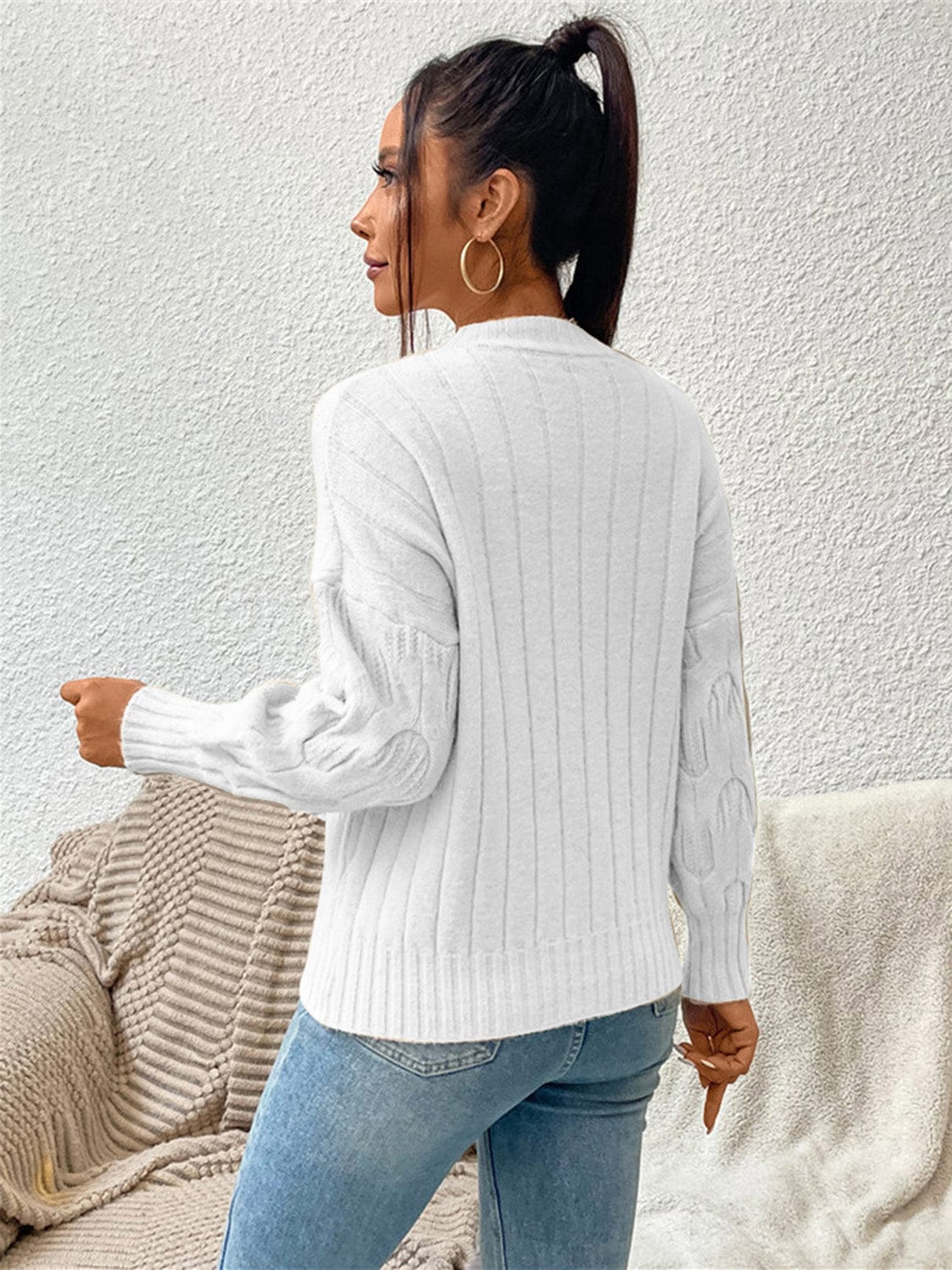 Round Neck Long Sleeve Sweater - Body By J'ne