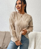 Round Neck Long Sleeve Sweater - Body By J'ne