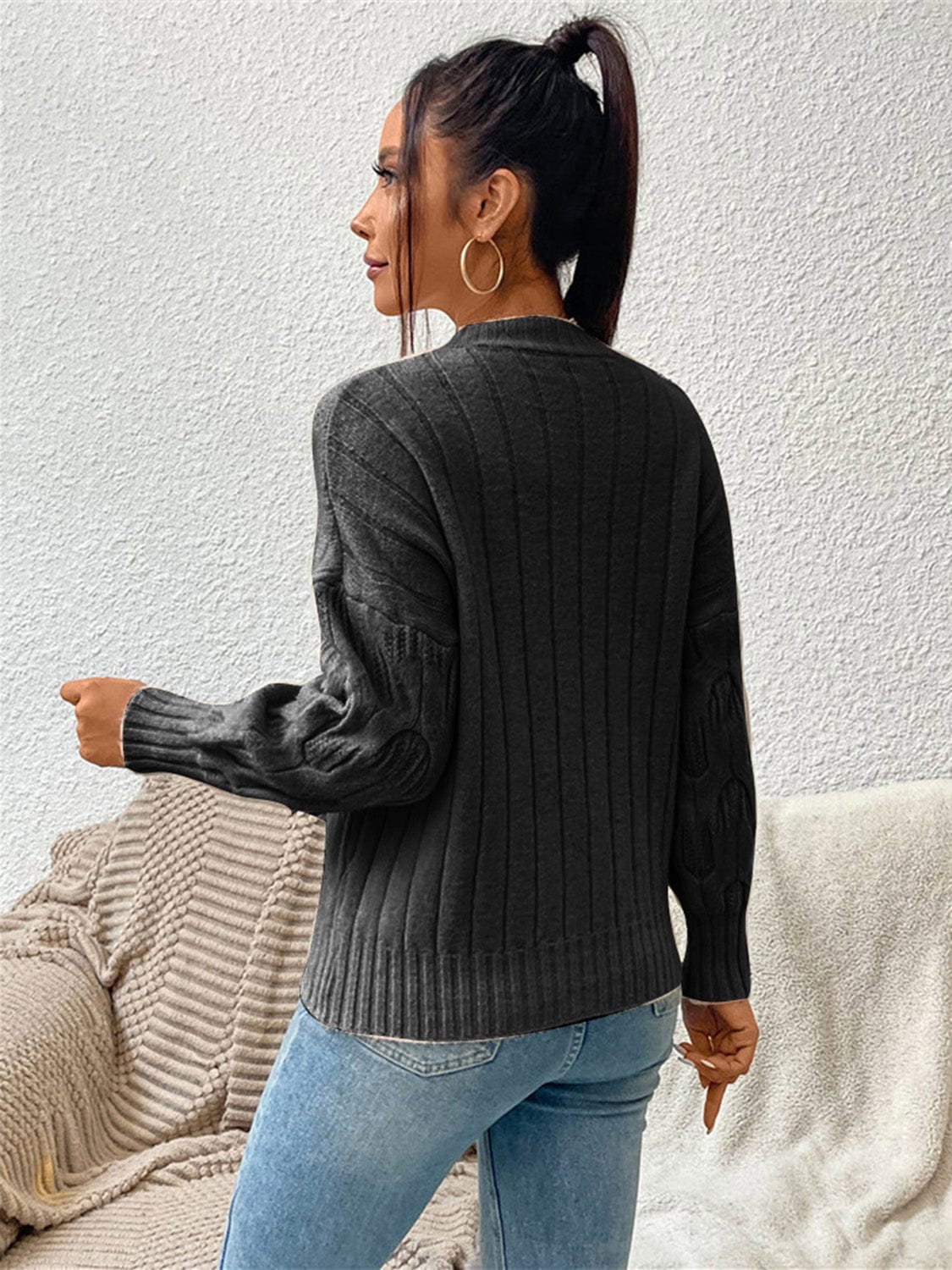 Round Neck Long Sleeve Sweater - Body By J'ne