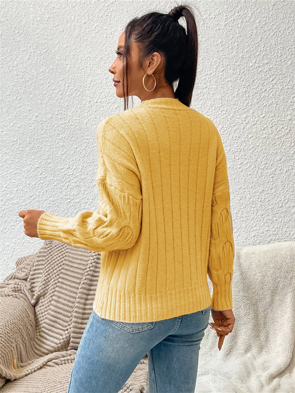 Round Neck Long Sleeve Sweater - Body By J'ne