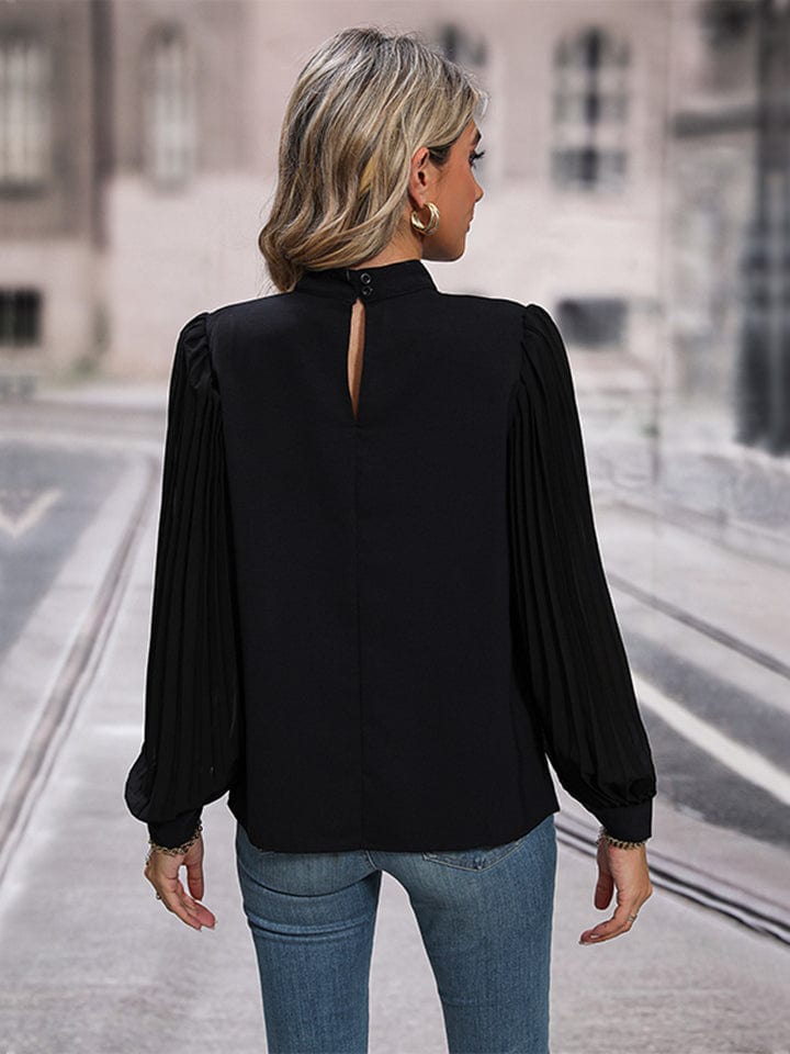 Round Neck Puff Sleeve Blouse - Body By J'ne