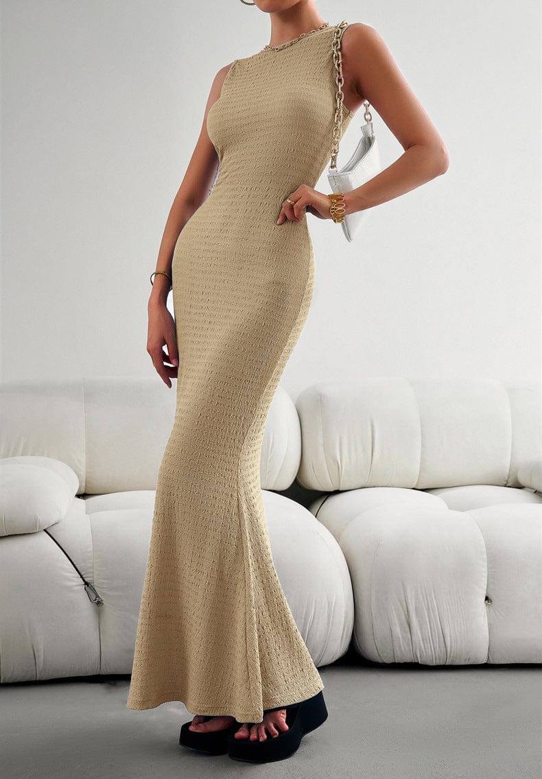 Round Neck Sleeveless Maxi Fishtail Dress - Body By J'ne