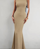 Round Neck Sleeveless Maxi Fishtail Dress - Body By J'ne