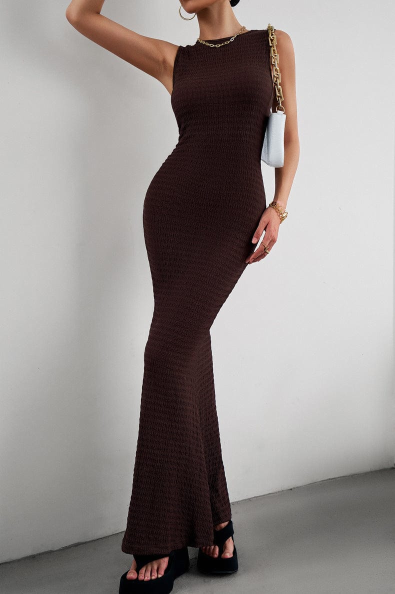 Round Neck Sleeveless Maxi Fishtail Dress - Body By J'ne