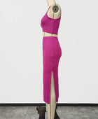 Round Neck Sleeveless Top & Slit Tube Skirt Set - Body By J'ne