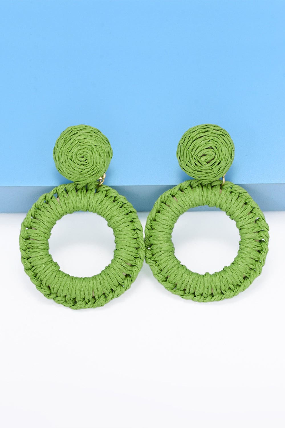 Round Shape Raffia Grass Dangle Earrings - Body By J'ne
