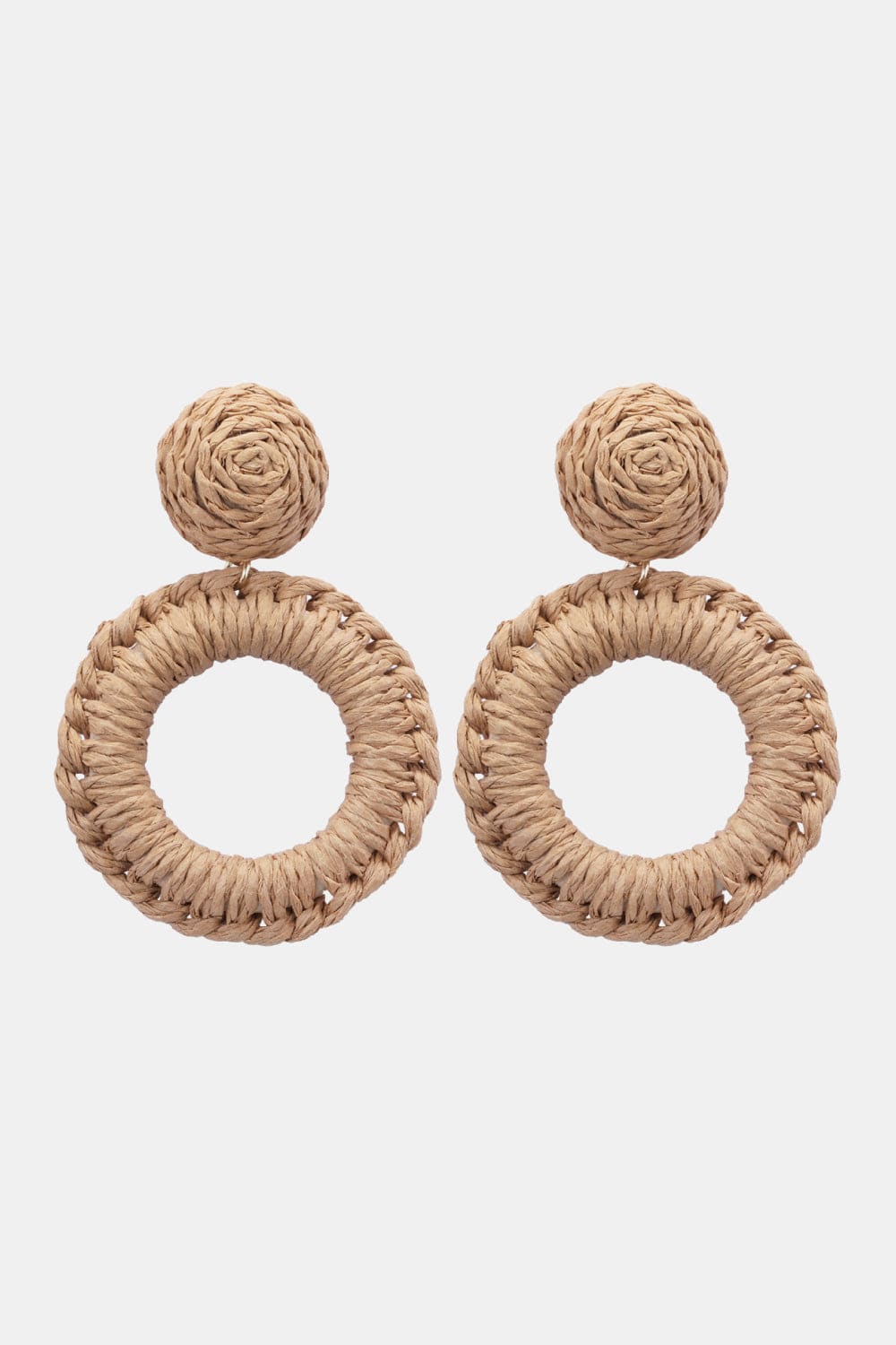 Round Shape Raffia Grass Dangle Earrings - Body By J'ne
