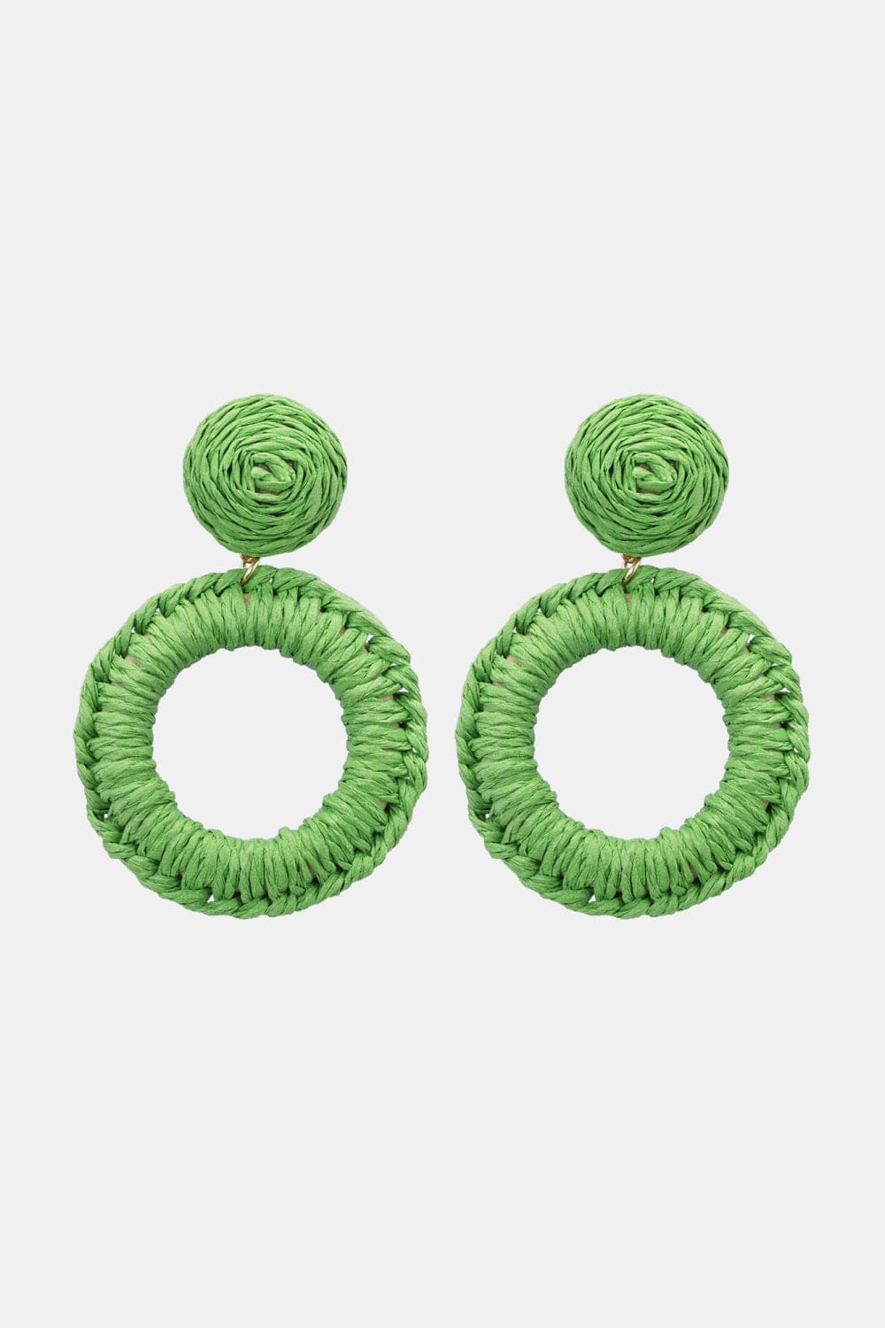 Round Shape Raffia Grass Dangle Earrings - Body By J'ne