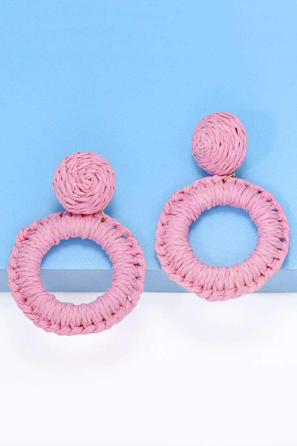 Round Shape Raffia Grass Dangle Earrings - Body By J'ne