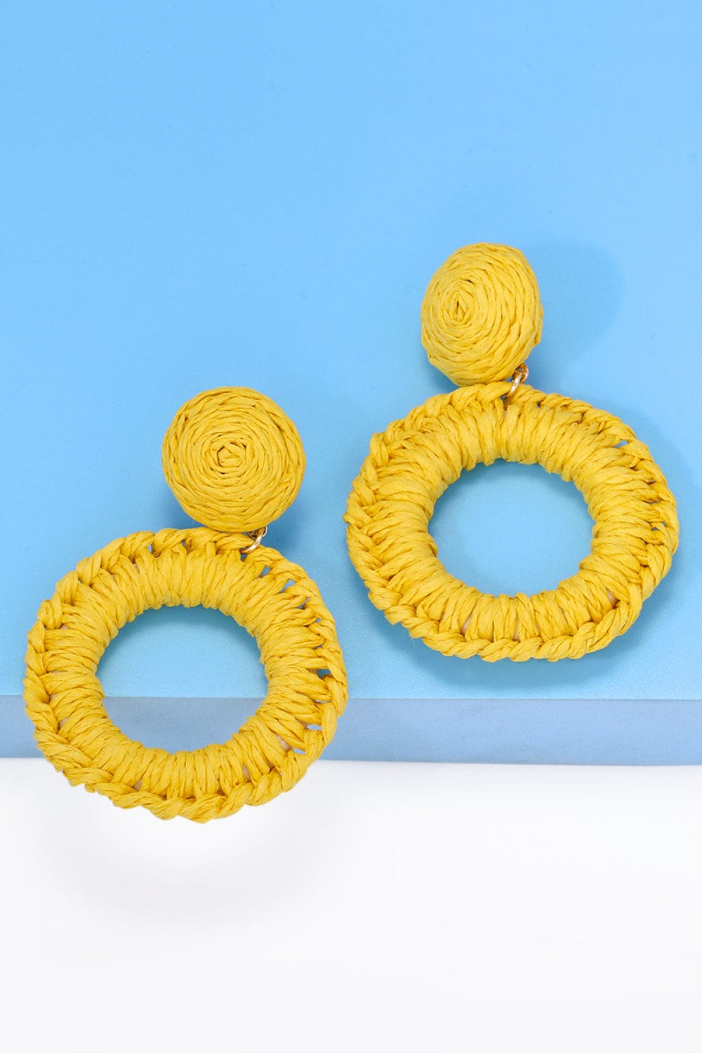 Round Shape Raffia Grass Dangle Earrings - Body By J'ne