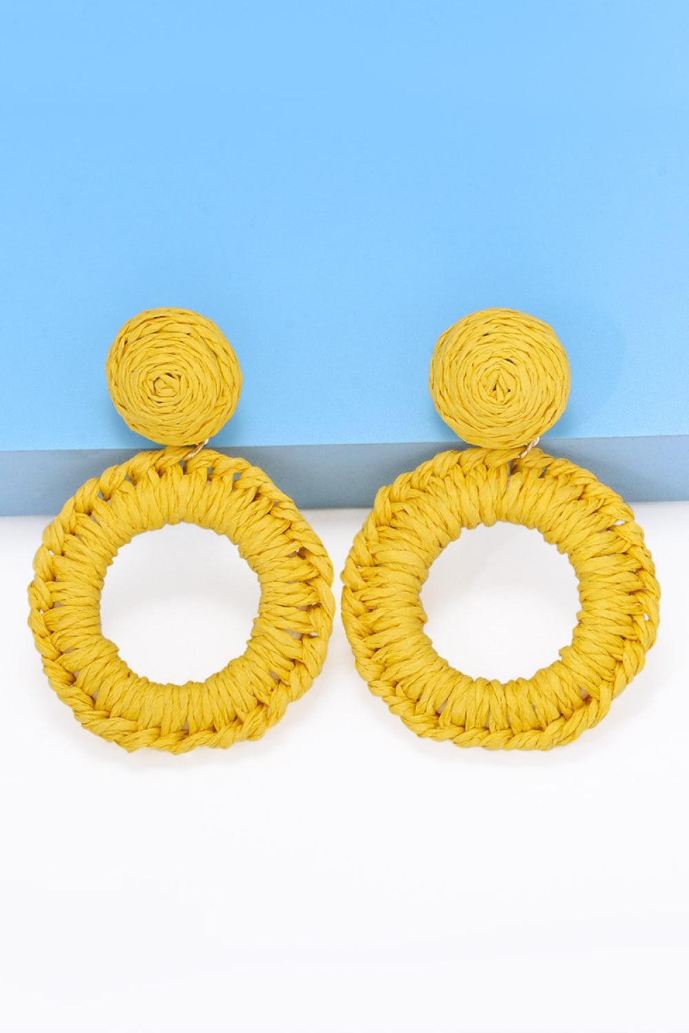 Round Shape Raffia Grass Dangle Earrings - Body By J'ne