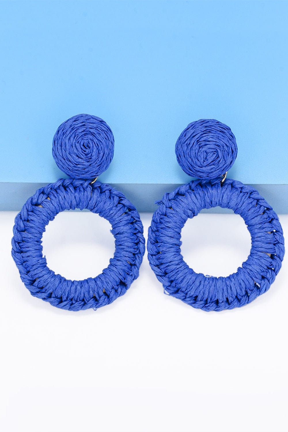 Round Shape Raffia Grass Dangle Earrings - Body By J'ne
