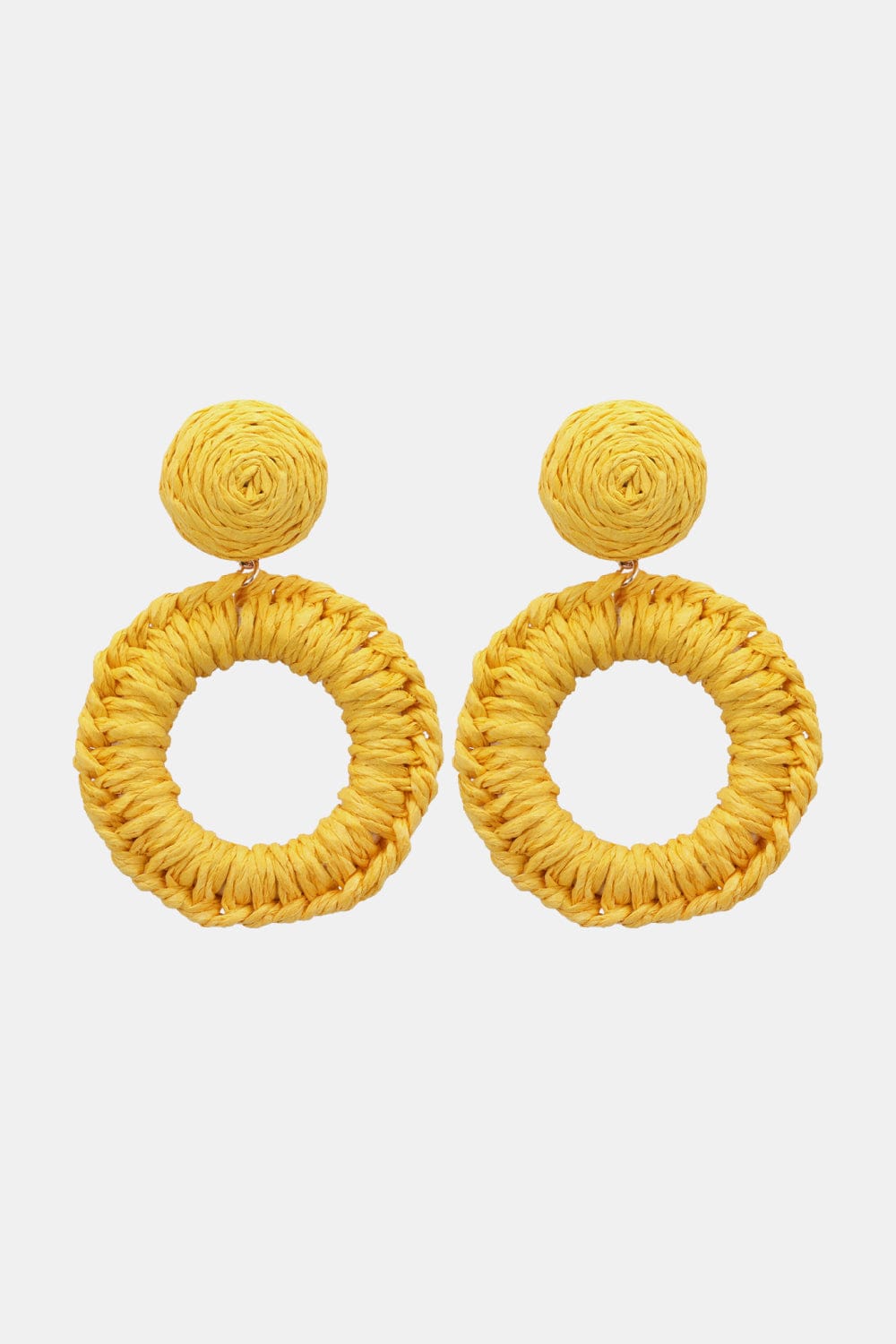 Round Shape Raffia Grass Dangle Earrings - Body By J'ne