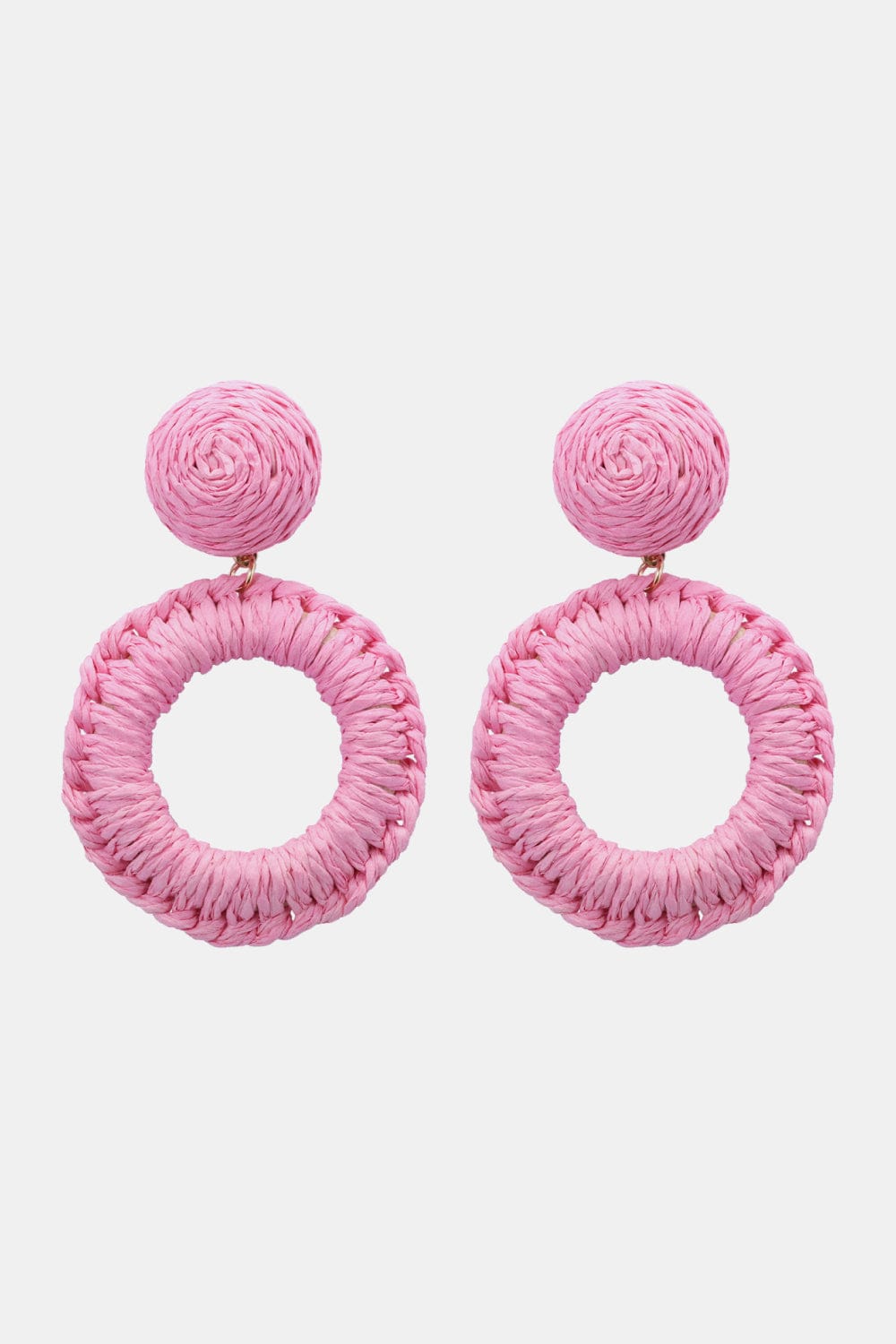 Round Shape Raffia Grass Dangle Earrings - Body By J'ne