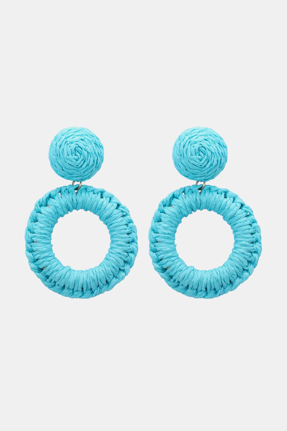 Round Shape Raffia Grass Dangle Earrings - Body By J'ne