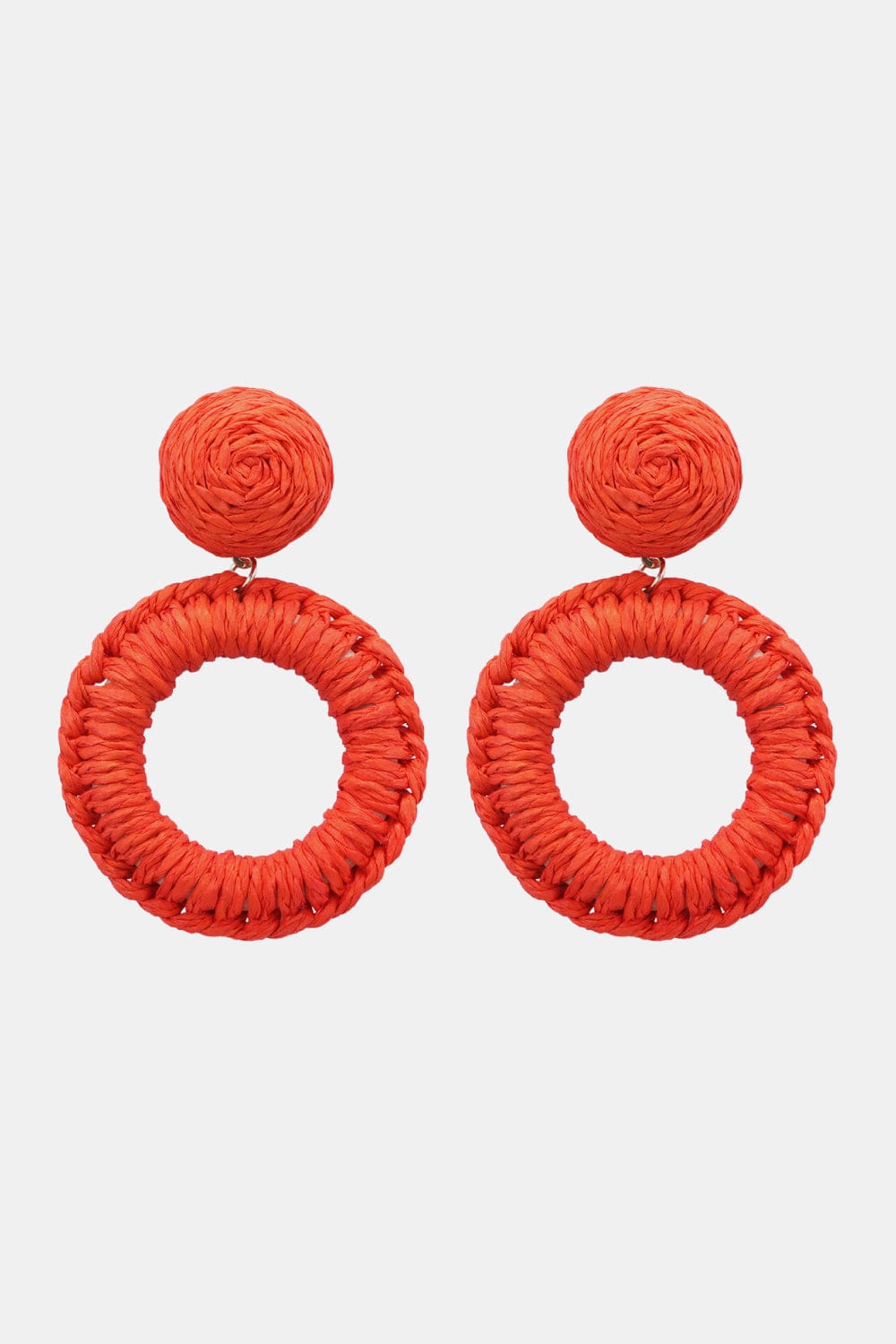 Round Shape Raffia Grass Dangle Earrings - Body By J'ne