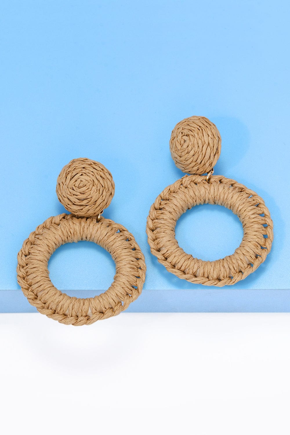 Round Shape Raffia Grass Dangle Earrings - Body By J'ne