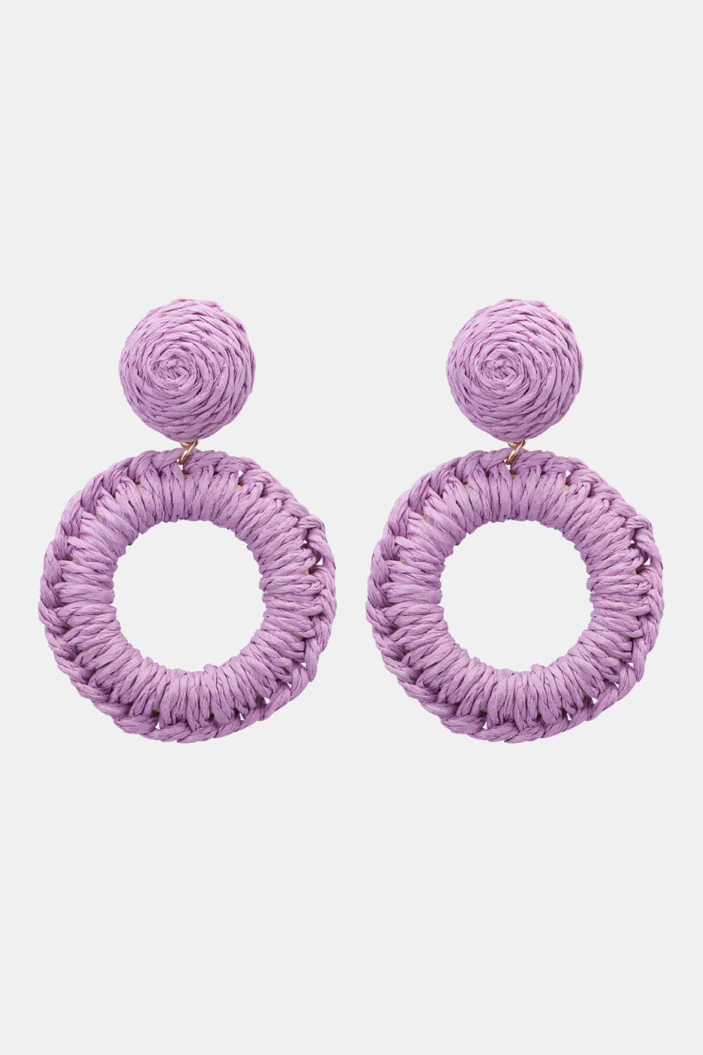 Round Shape Raffia Grass Dangle Earrings - Body By J'ne
