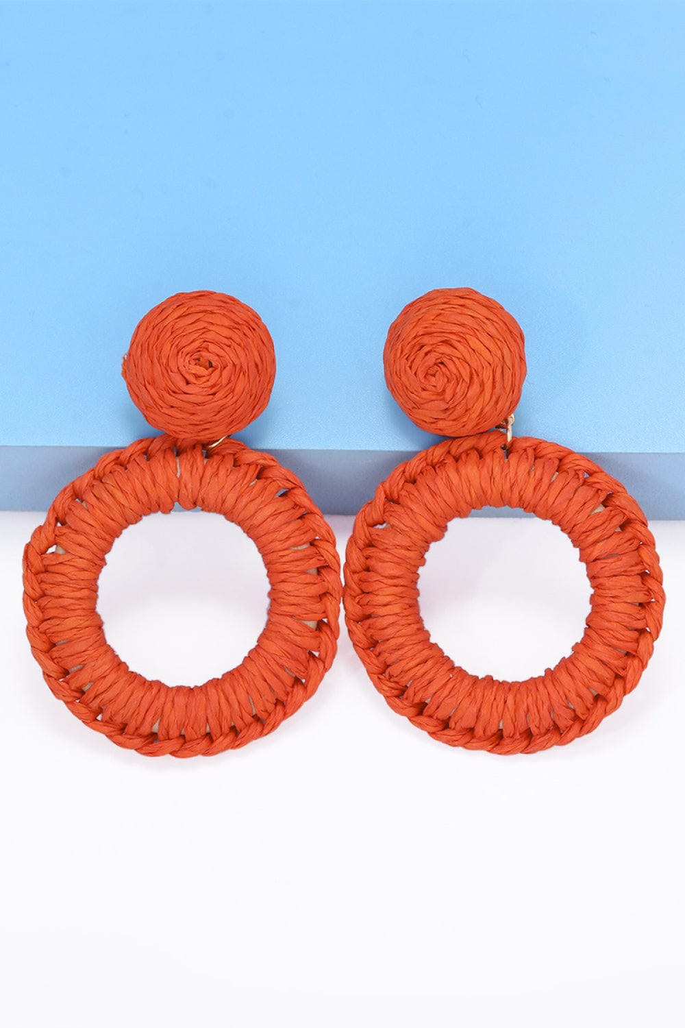 Round Shape Raffia Grass Dangle Earrings - Body By J'ne