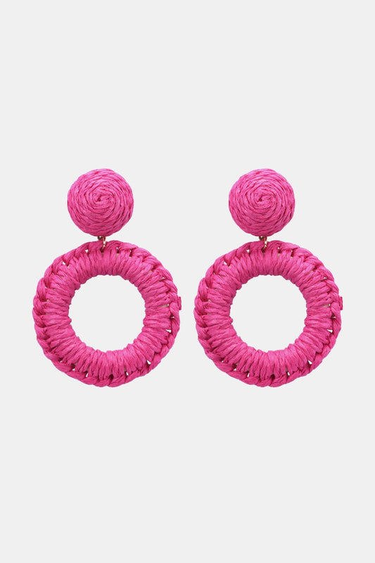 Round Shape Raffia Grass Dangle Earrings - Body By J'ne