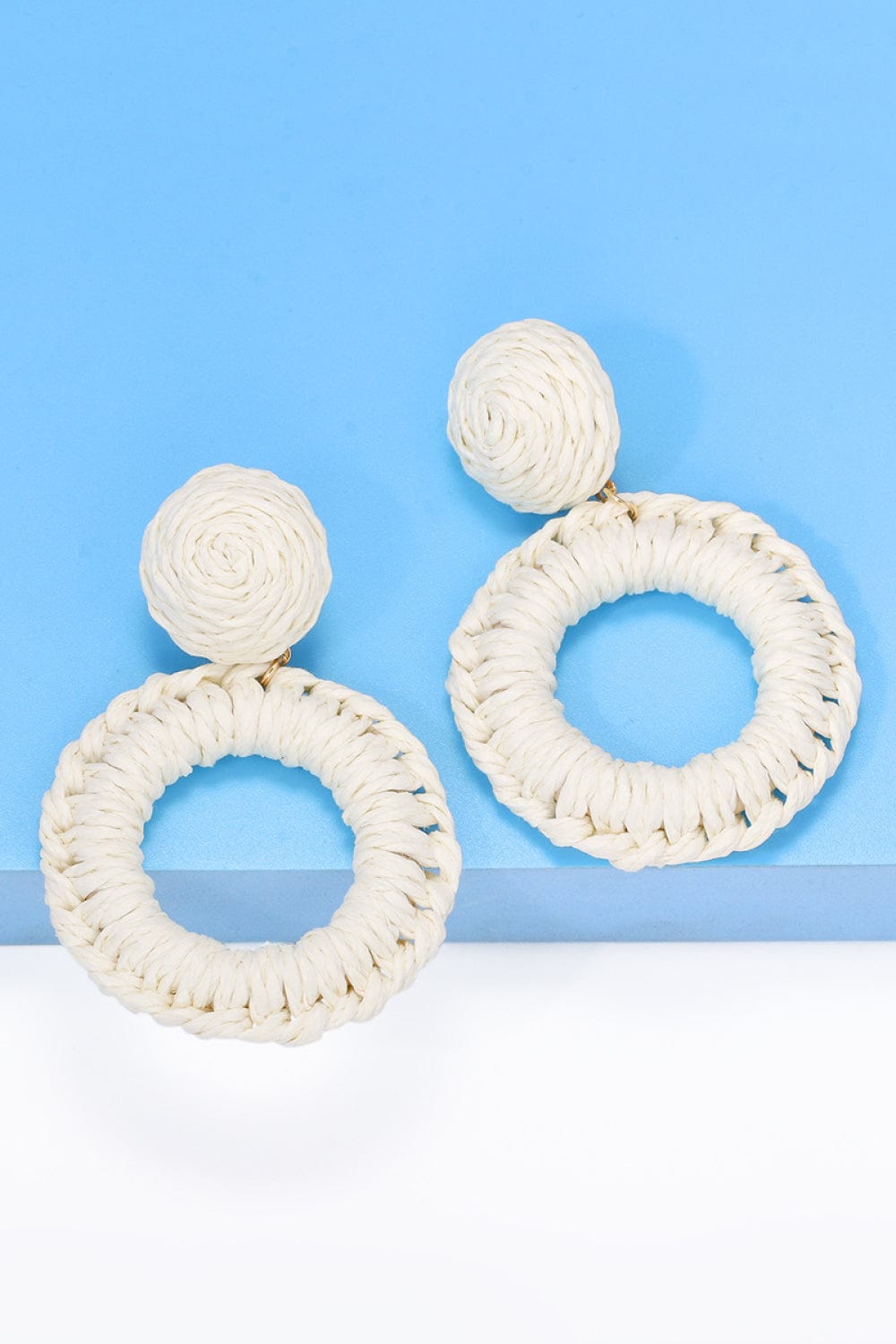 Round Shape Raffia Grass Dangle Earrings - Body By J'ne