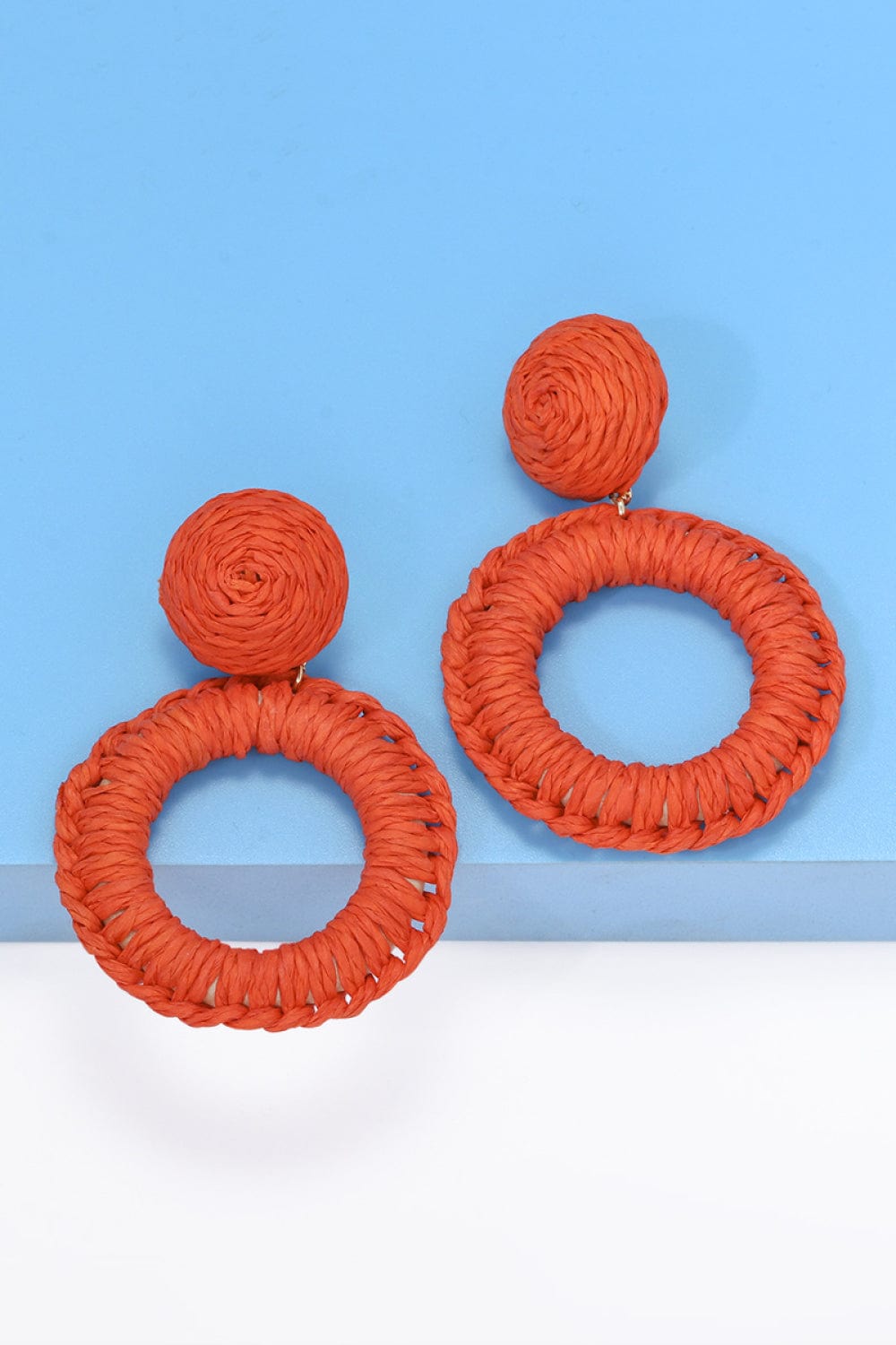 Round Shape Raffia Grass Dangle Earrings - Body By J'ne