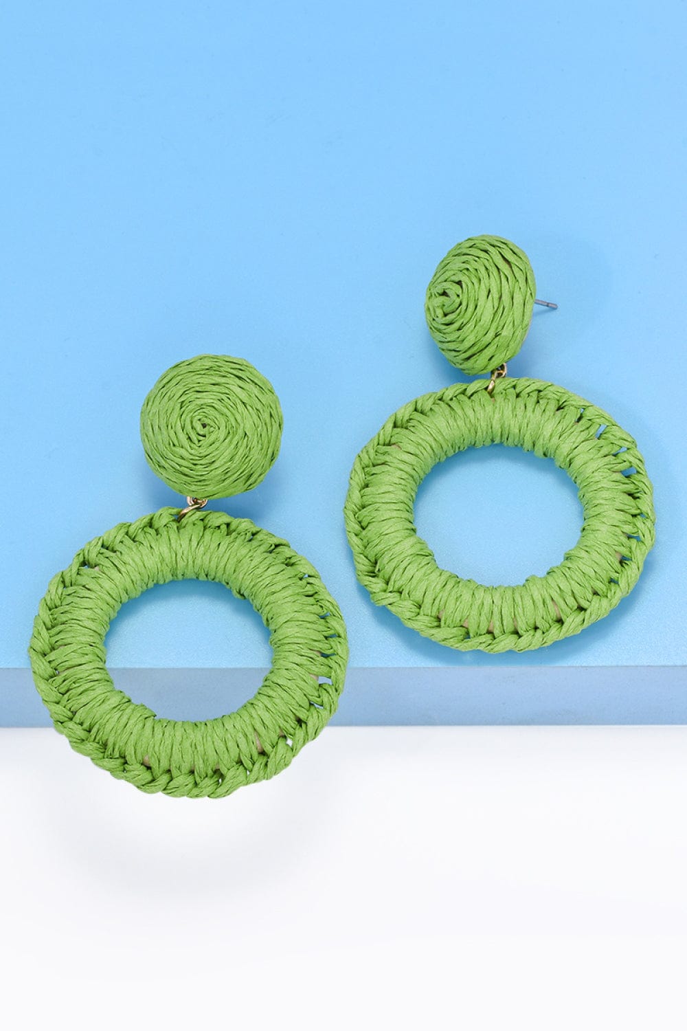 Round Shape Raffia Grass Dangle Earrings - Body By J'ne