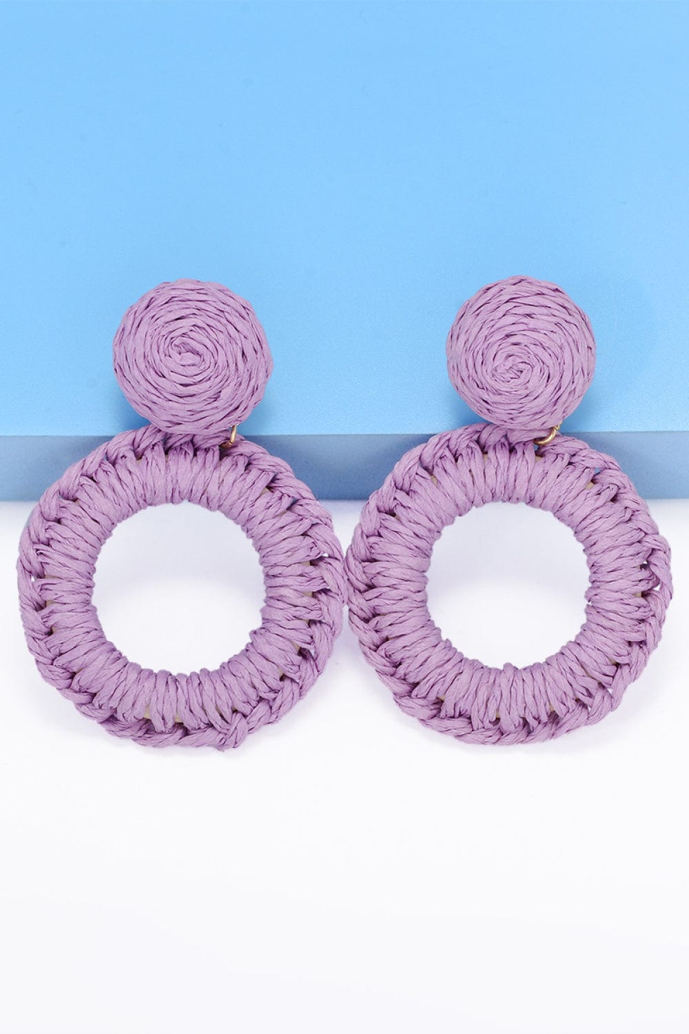 Round Shape Raffia Grass Dangle Earrings - Body By J'ne