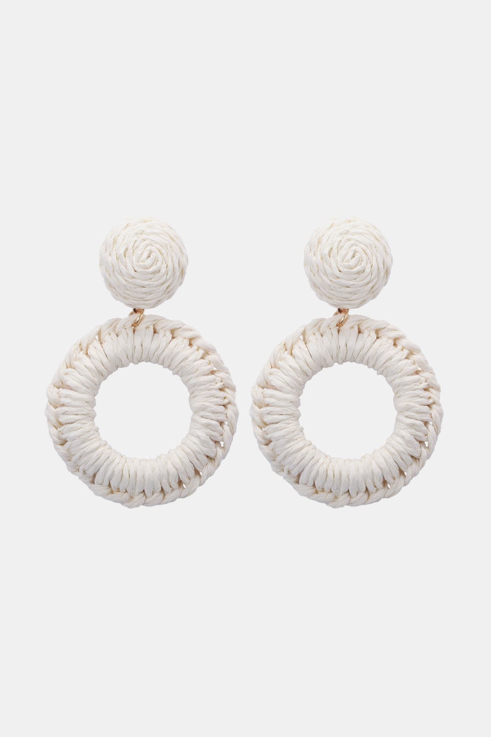 Round Shape Raffia Grass Dangle Earrings - Body By J'ne