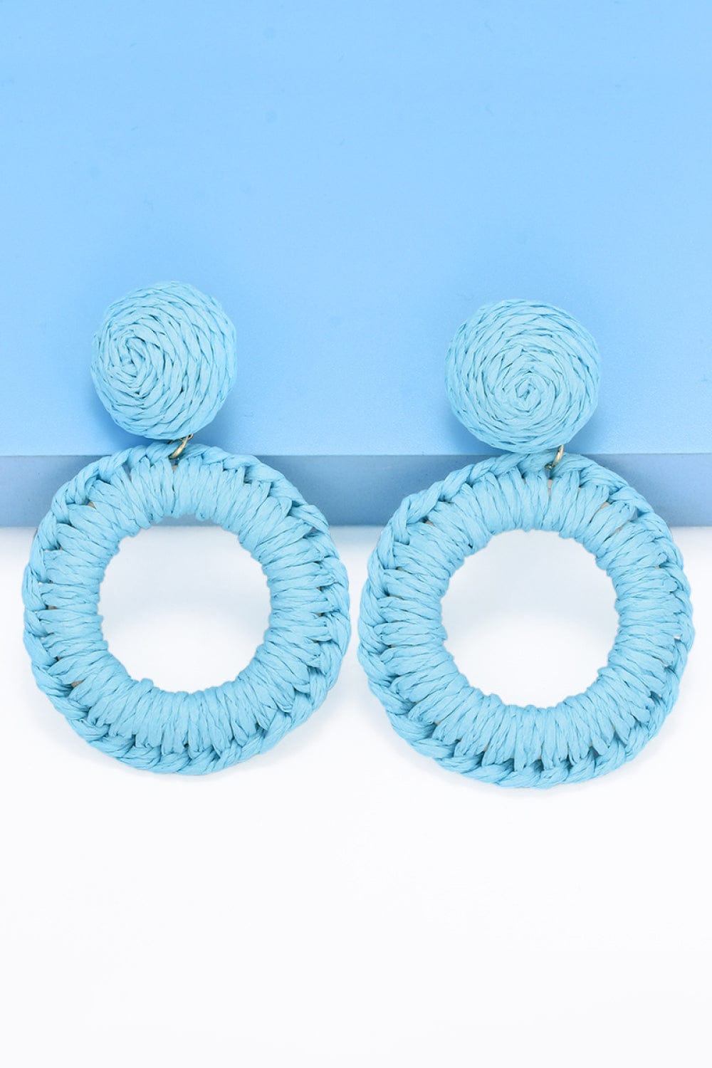Round Shape Raffia Grass Dangle Earrings - Body By J'ne