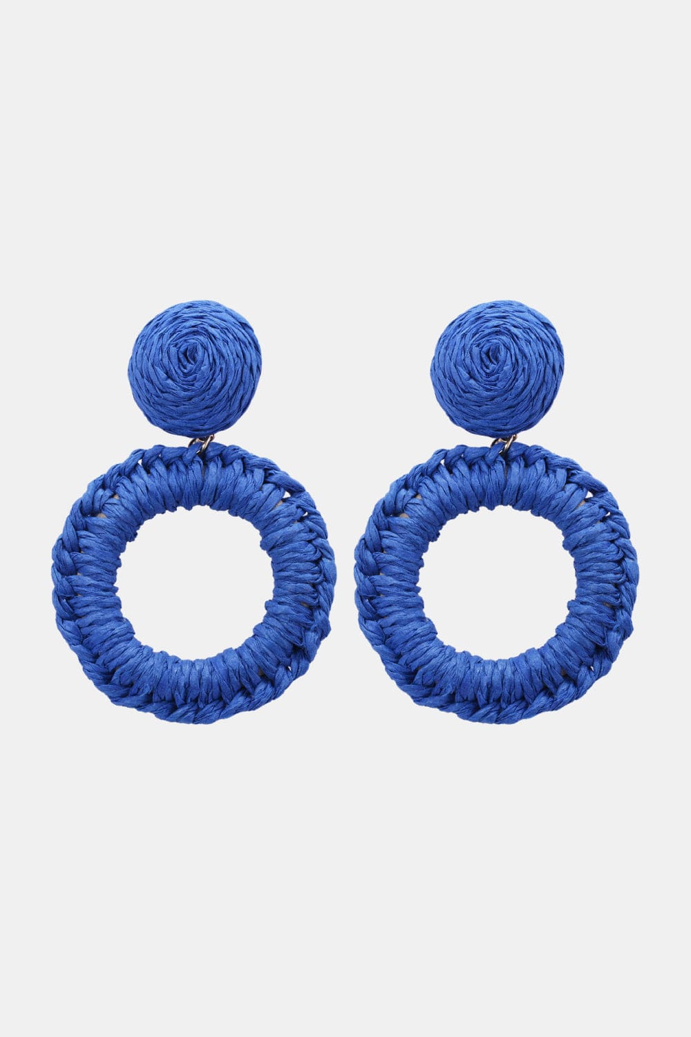 Round Shape Raffia Grass Dangle Earrings - Body By J'ne