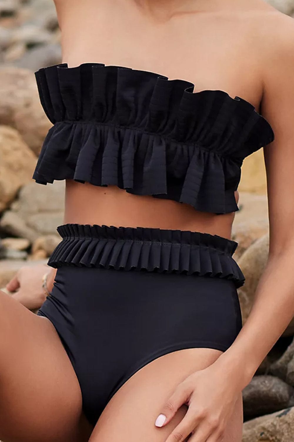 Ruffled Tie Back Two-Piece Swim Set - Body By J'ne